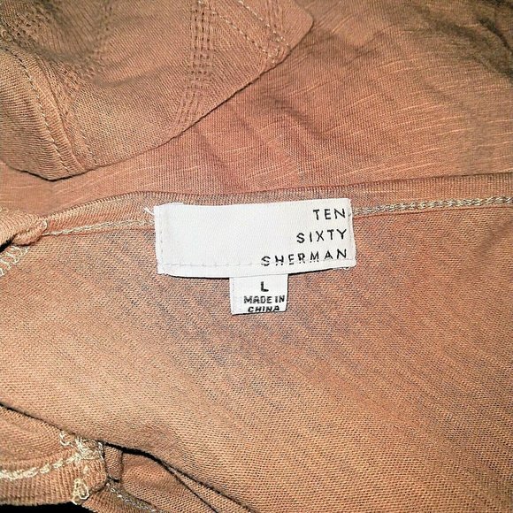 Ten Sixty Sherman Womens Tank Top Size Large Tan Thrush  Flare Hem V Neck - Picture 5 of 7